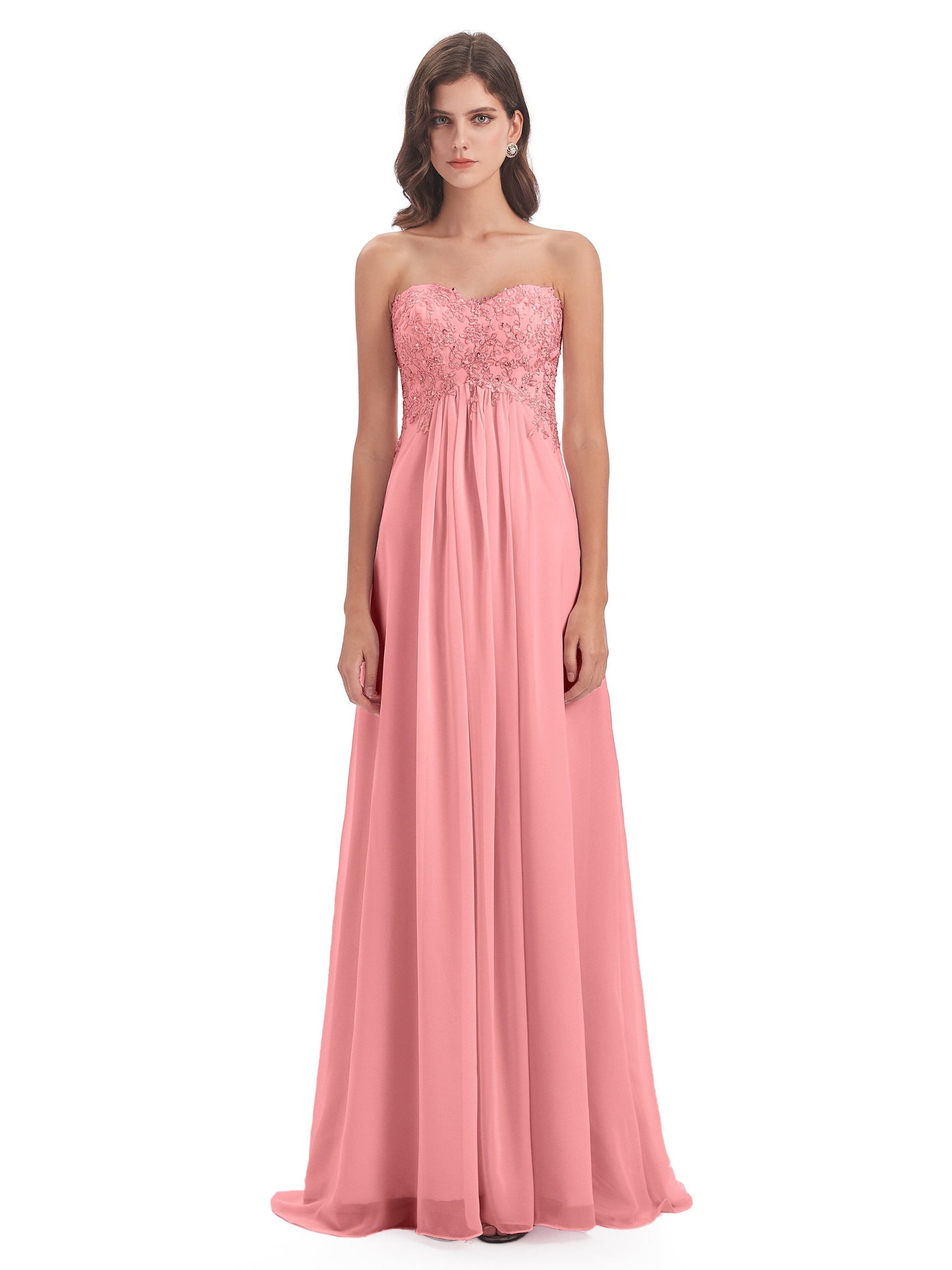 Halle Sweep-Brush Train Beading Sweetheart Bridesmaid Dresses