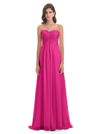 Halle Sweep-Brush Train Beading Sweetheart Bridesmaid Dresses