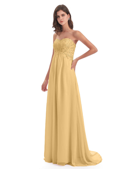 Halle Sweep-Brush Train Beading Sweetheart Bridesmaid Dresses