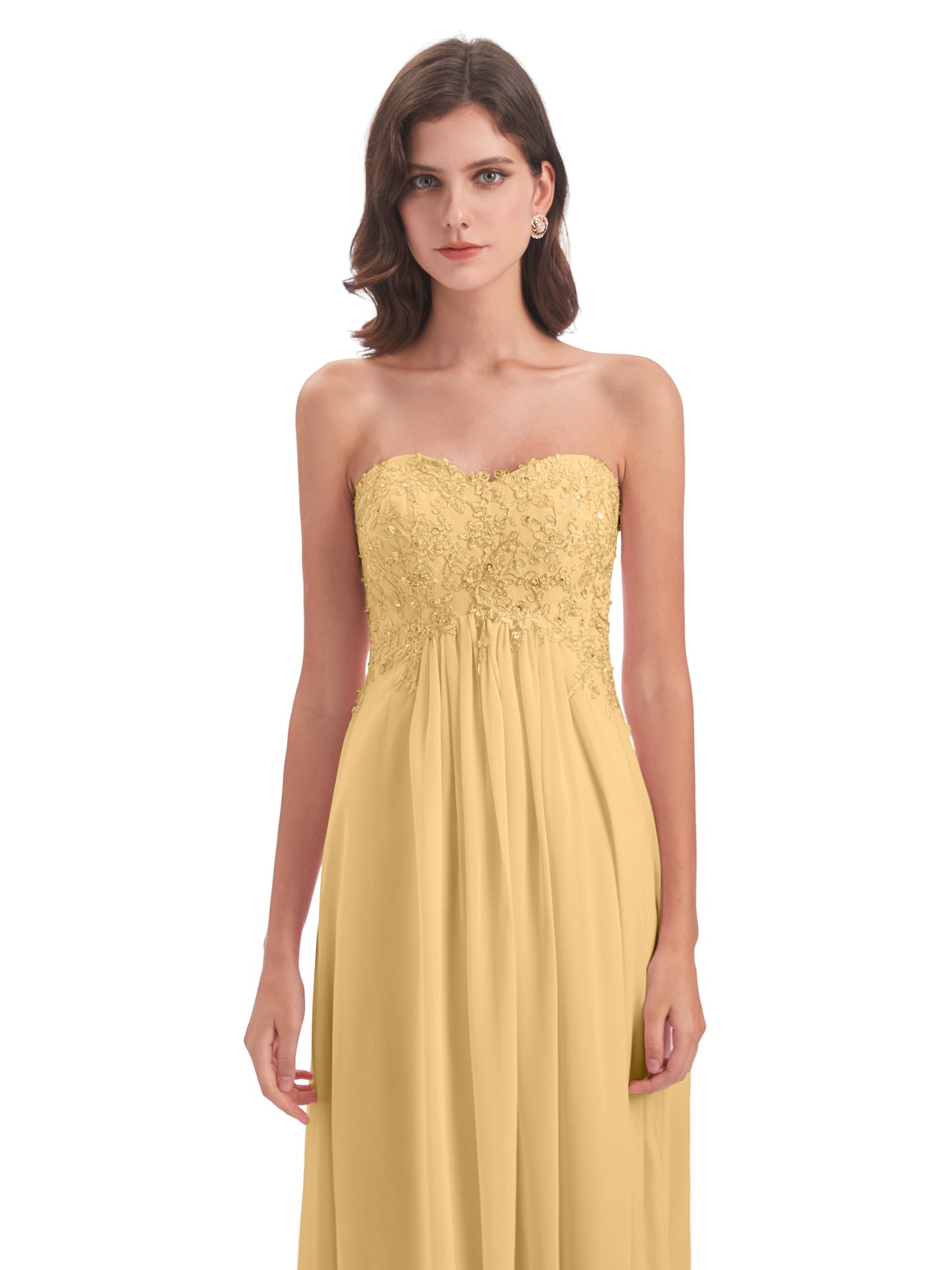 Halle Sweep-Brush Train Beading Sweetheart Bridesmaid Dresses