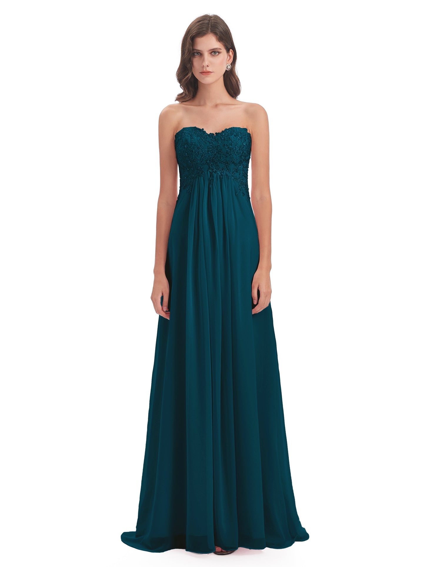 Halle Sweep-Brush Train Beading Sweetheart Bridesmaid Dresses
