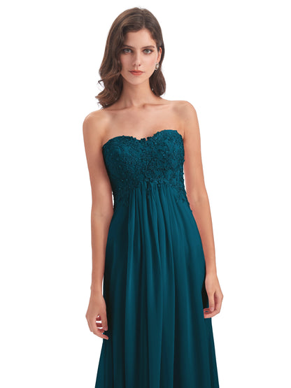 Halle Sweep-Brush Train Beading Sweetheart Bridesmaid Dresses