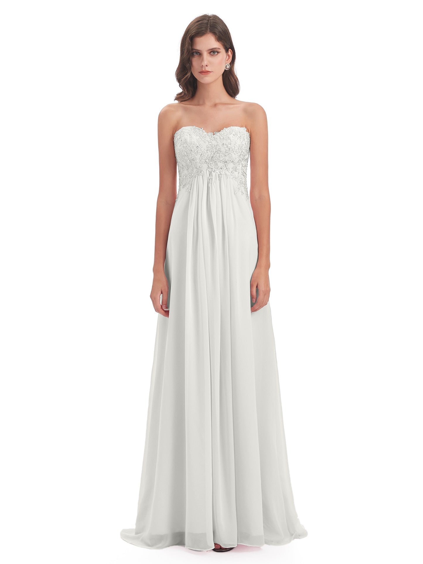 Halle Sweep-Brush Train Beading Sweetheart Bridesmaid Dresses