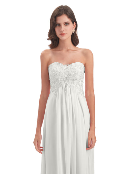 Halle Sweep-Brush Train Beading Sweetheart Bridesmaid Dresses