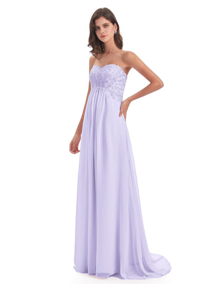 Halle Sweep-Brush Train Beading Sweetheart Bridesmaid Dresses