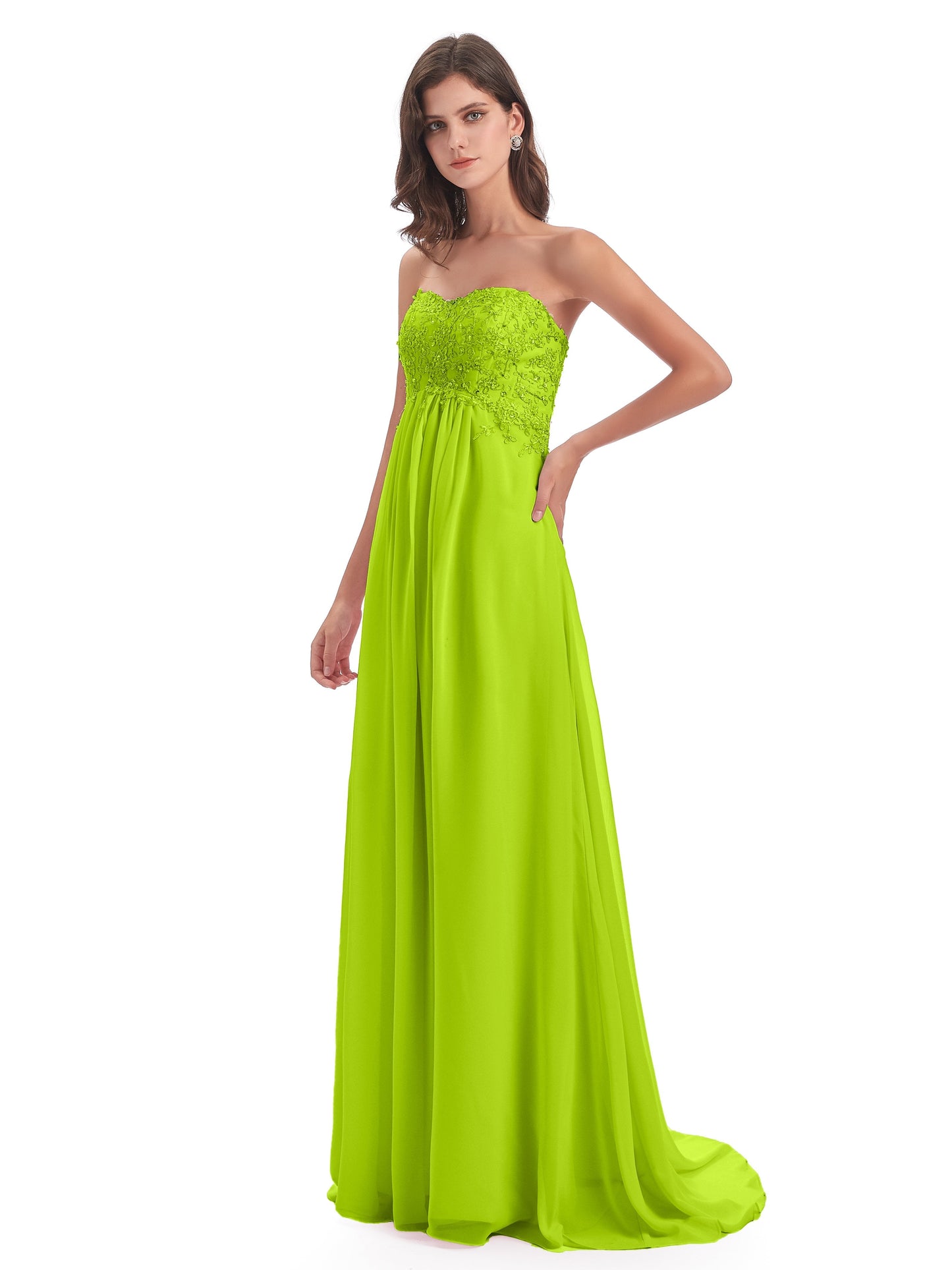 Halle Sweep-Brush Train Beading Sweetheart Bridesmaid Dresses