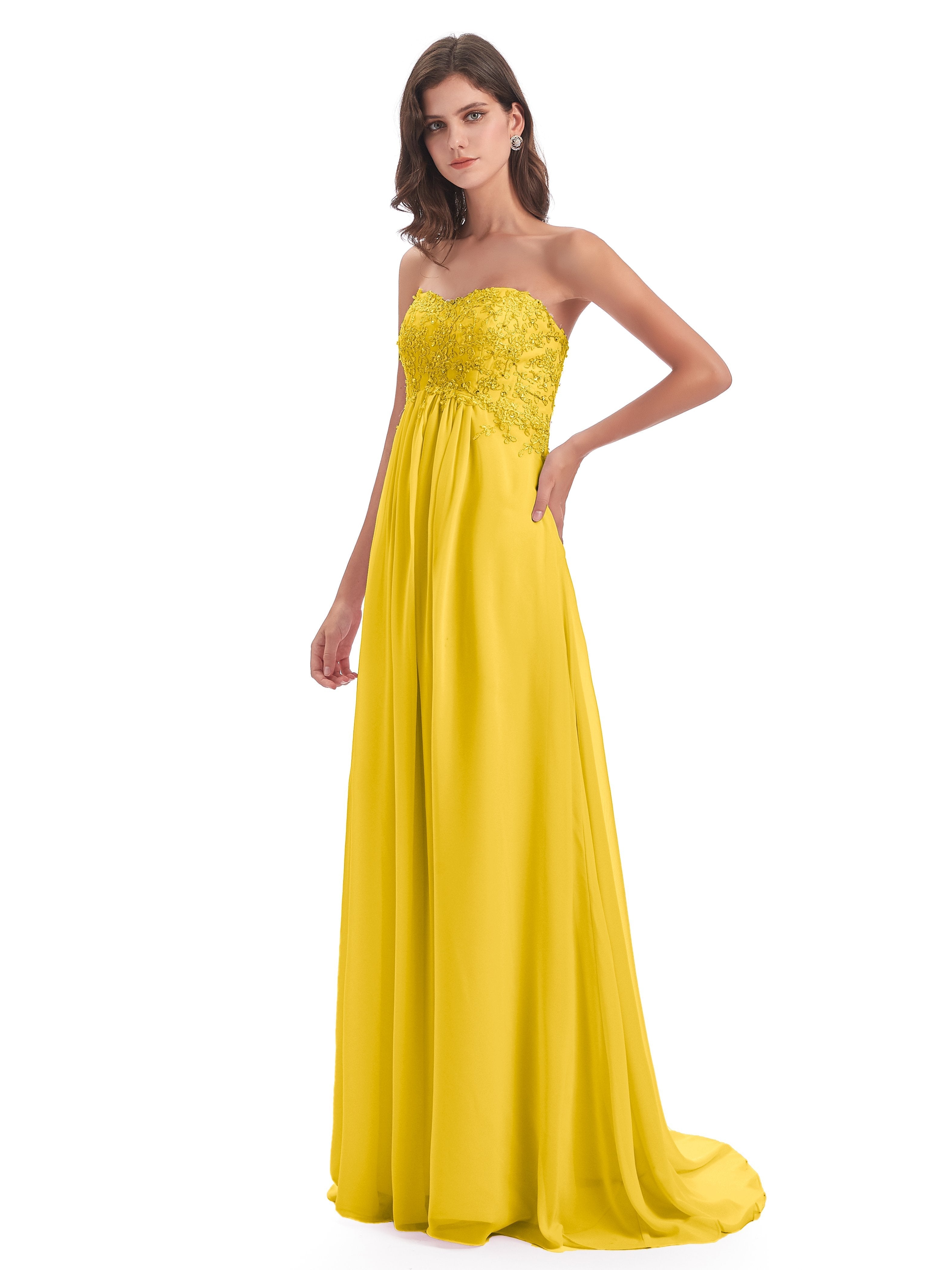 Halle Sweep-Brush Train Beading Sweetheart Bridesmaid Dresses