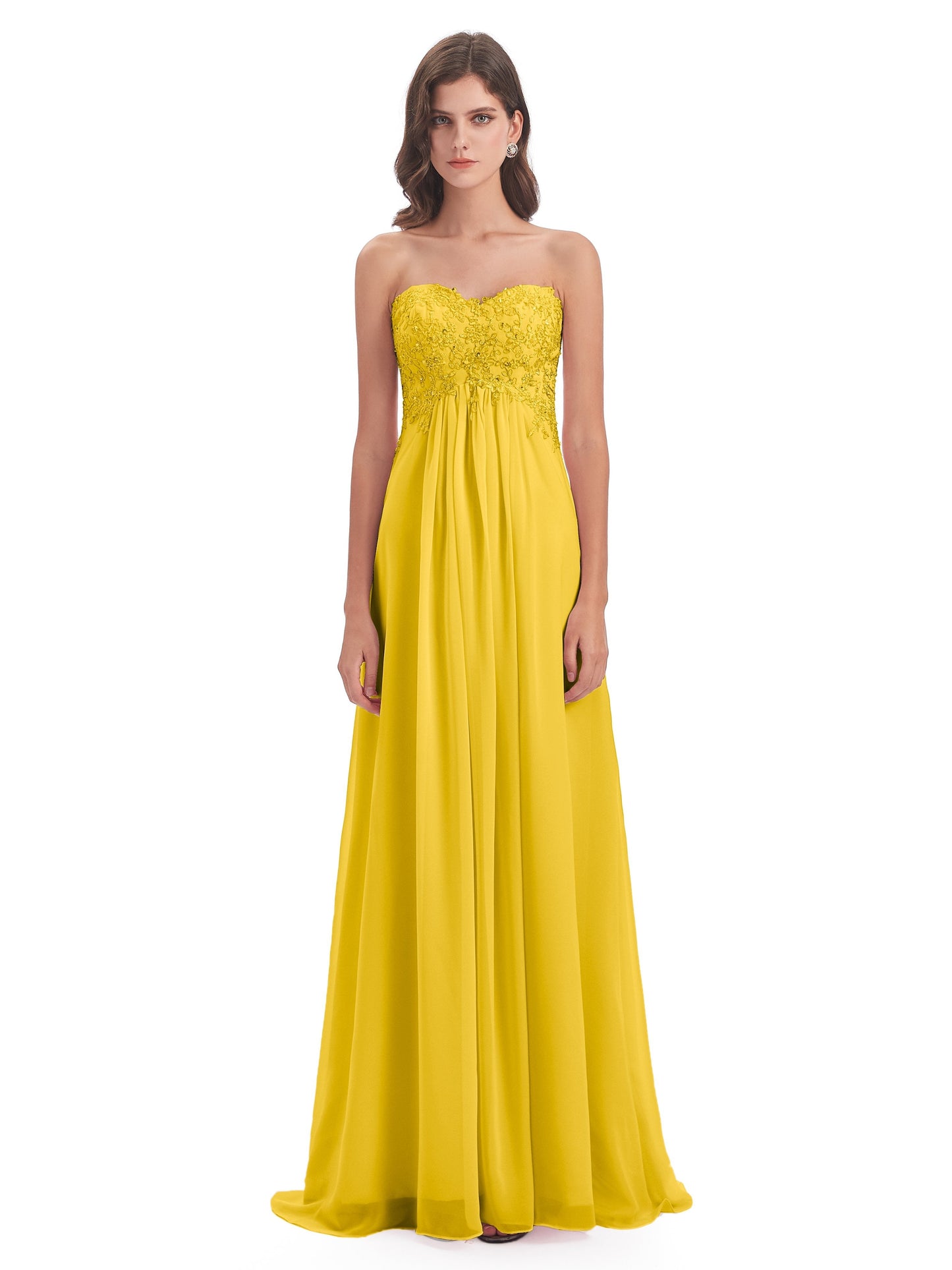 Halle Sweep-Brush Train Beading Sweetheart Bridesmaid Dresses