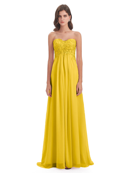 Halle Sweep-Brush Train Beading Sweetheart Bridesmaid Dresses