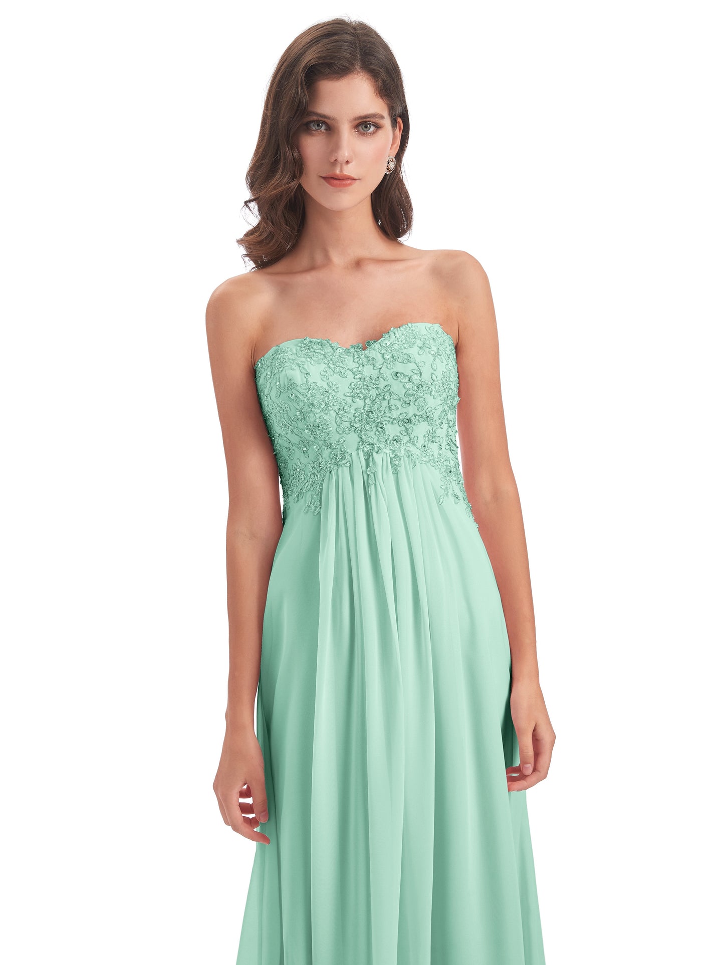 Halle Sweep-Brush Train Beading Sweetheart Bridesmaid Dresses