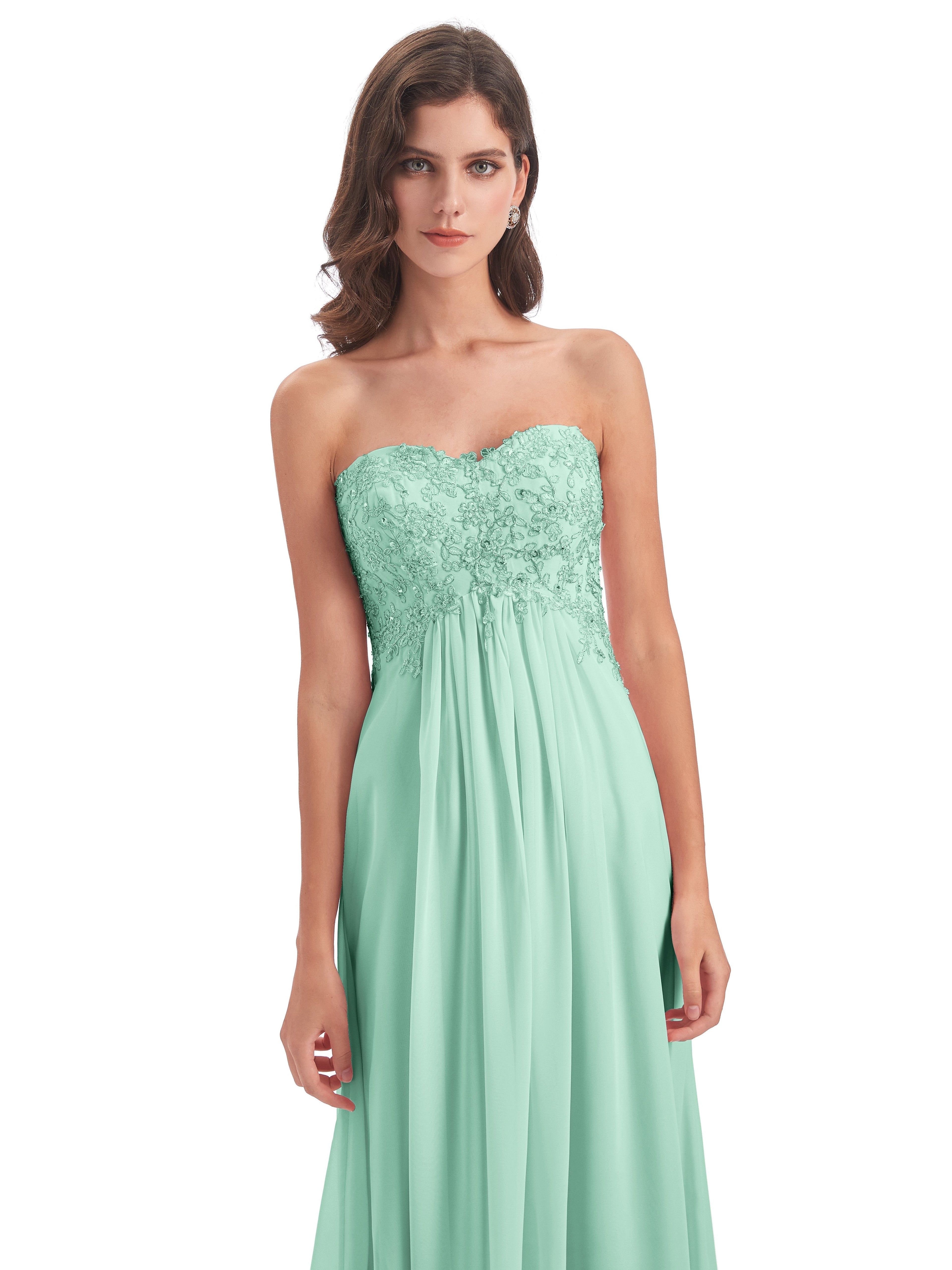 Halle Sweep-Brush Train Beading Sweetheart Bridesmaid Dresses