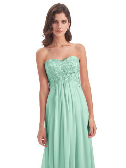 Halle Sweep-Brush Train Beading Sweetheart Bridesmaid Dresses