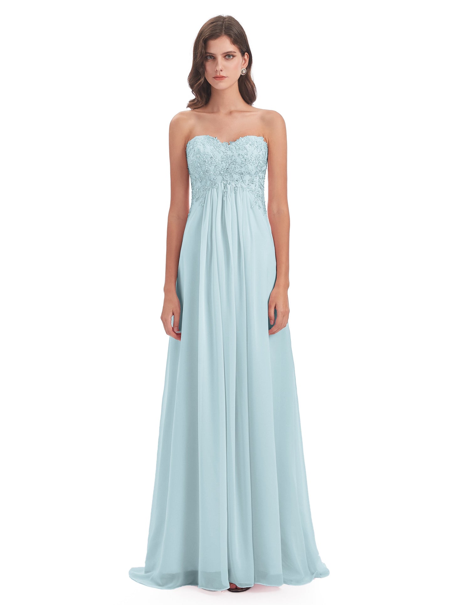 Halle Sweep-Brush Train Beading Sweetheart Bridesmaid Dresses