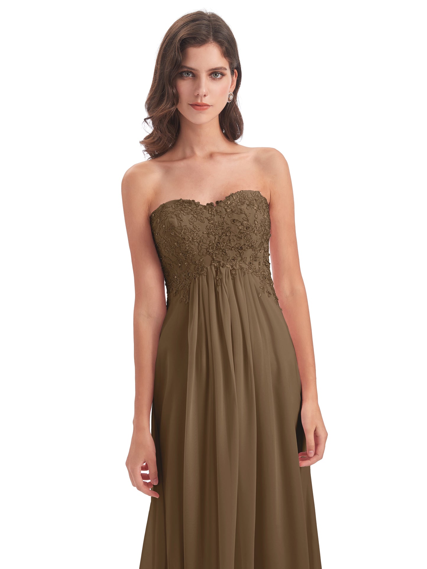 Halle Sweep-Brush Train Beading Sweetheart Bridesmaid Dresses