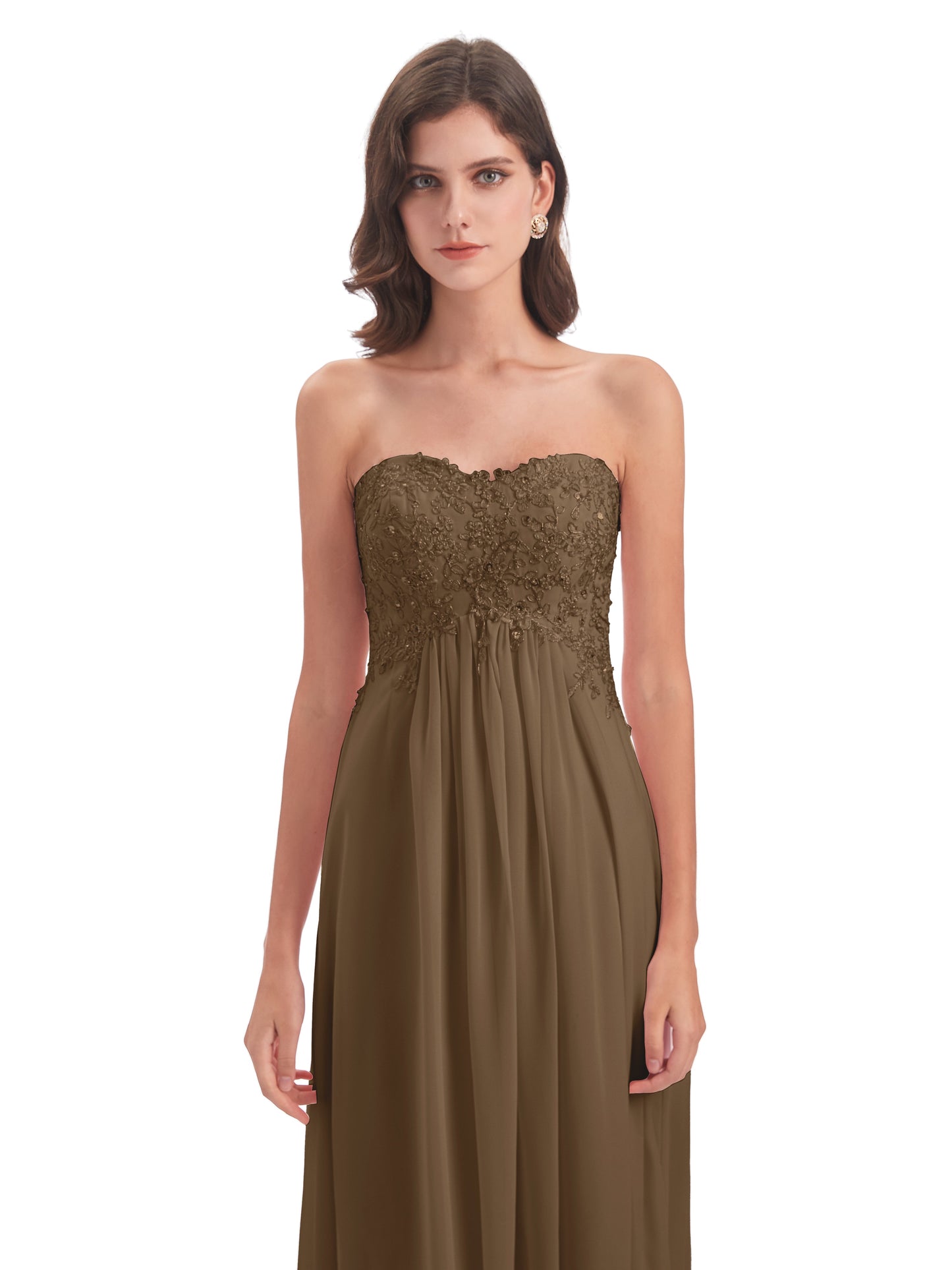 Halle Sweep-Brush Train Beading Sweetheart Bridesmaid Dresses