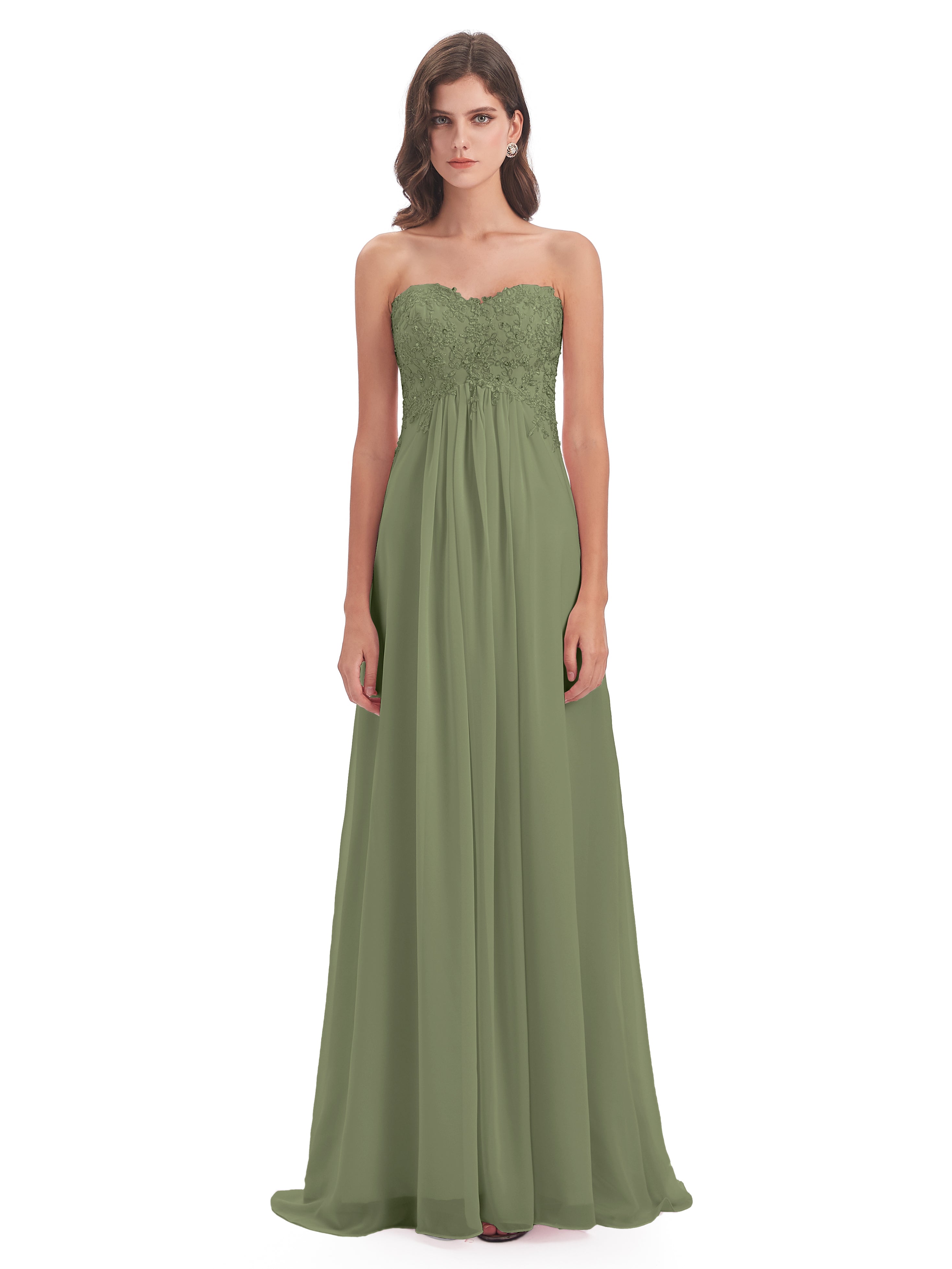 Halle Sweep-Brush Train Beading Sweetheart Bridesmaid Dresses