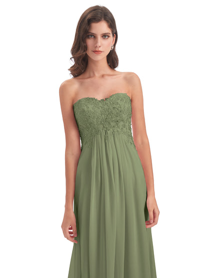 Halle Sweep-Brush Train Beading Sweetheart Bridesmaid Dresses