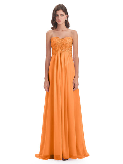 Halle Sweep-Brush Train Beading Sweetheart Bridesmaid Dresses