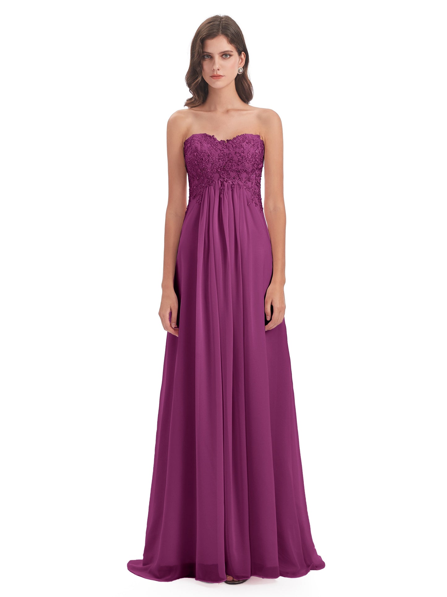 Halle Sweep-Brush Train Beading Sweetheart Bridesmaid Dresses