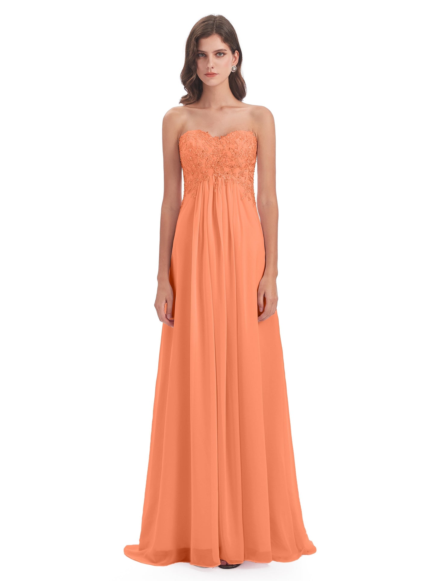 Halle Sweep-Brush Train Beading Sweetheart Bridesmaid Dresses