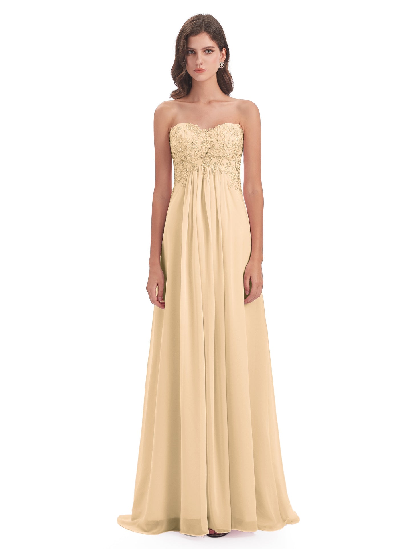 Halle Sweep-Brush Train Beading Sweetheart Bridesmaid Dresses