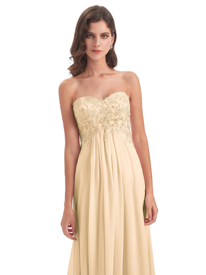 Halle Sweep-Brush Train Beading Sweetheart Bridesmaid Dresses
