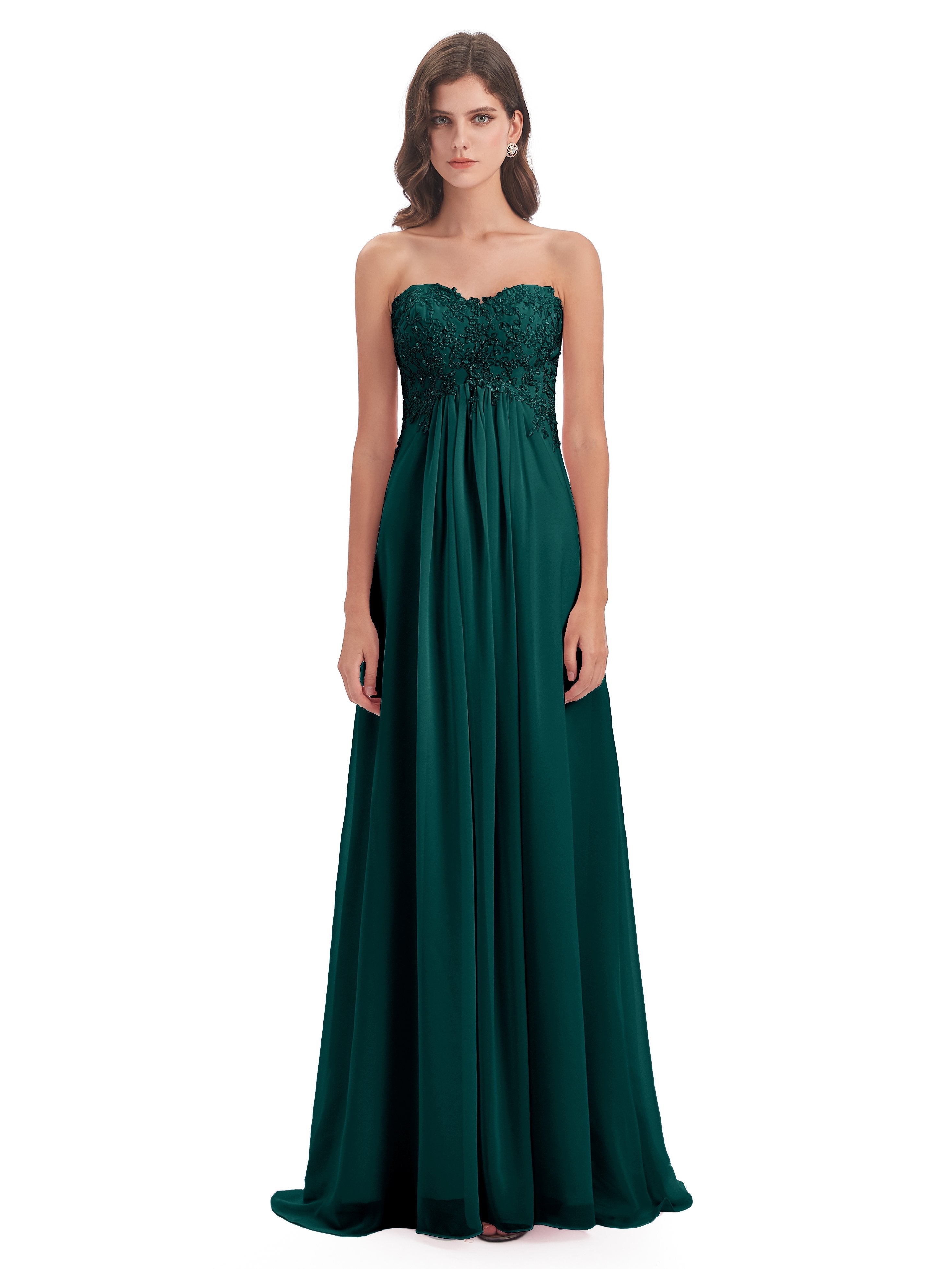 Halle Sweep-Brush Train Beading Sweetheart Bridesmaid Dresses