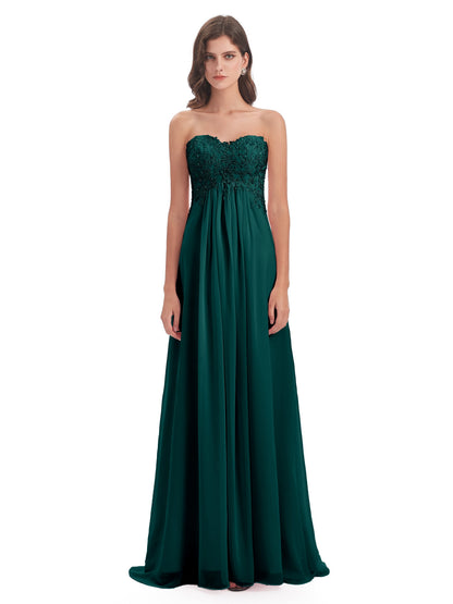 Halle Sweep-Brush Train Beading Sweetheart Bridesmaid Dresses