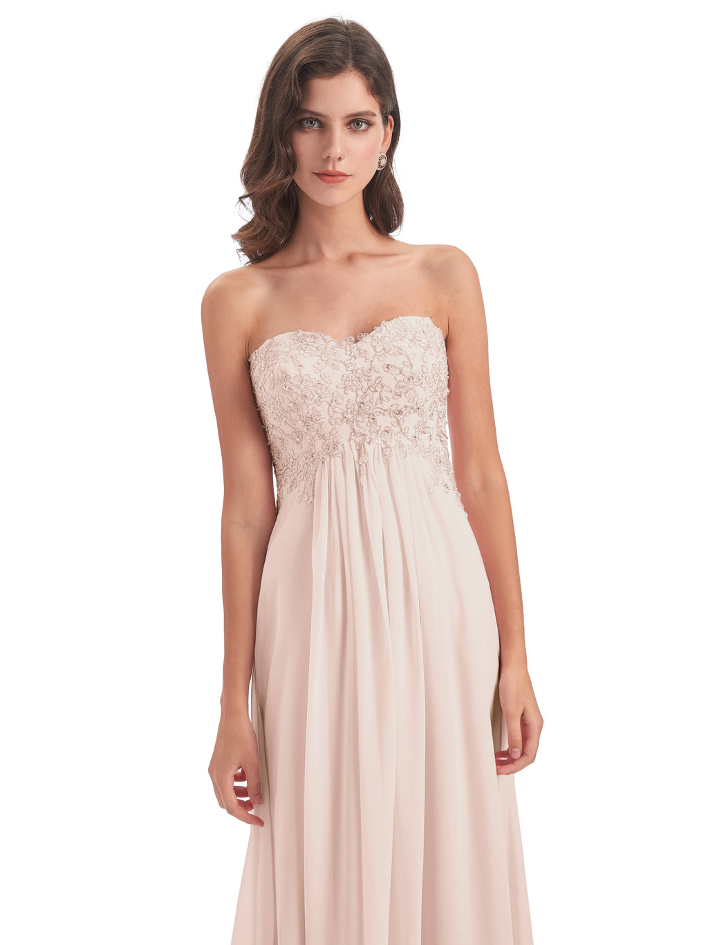 Halle Sweep-Brush Train Beading Sweetheart Bridesmaid Dresses
