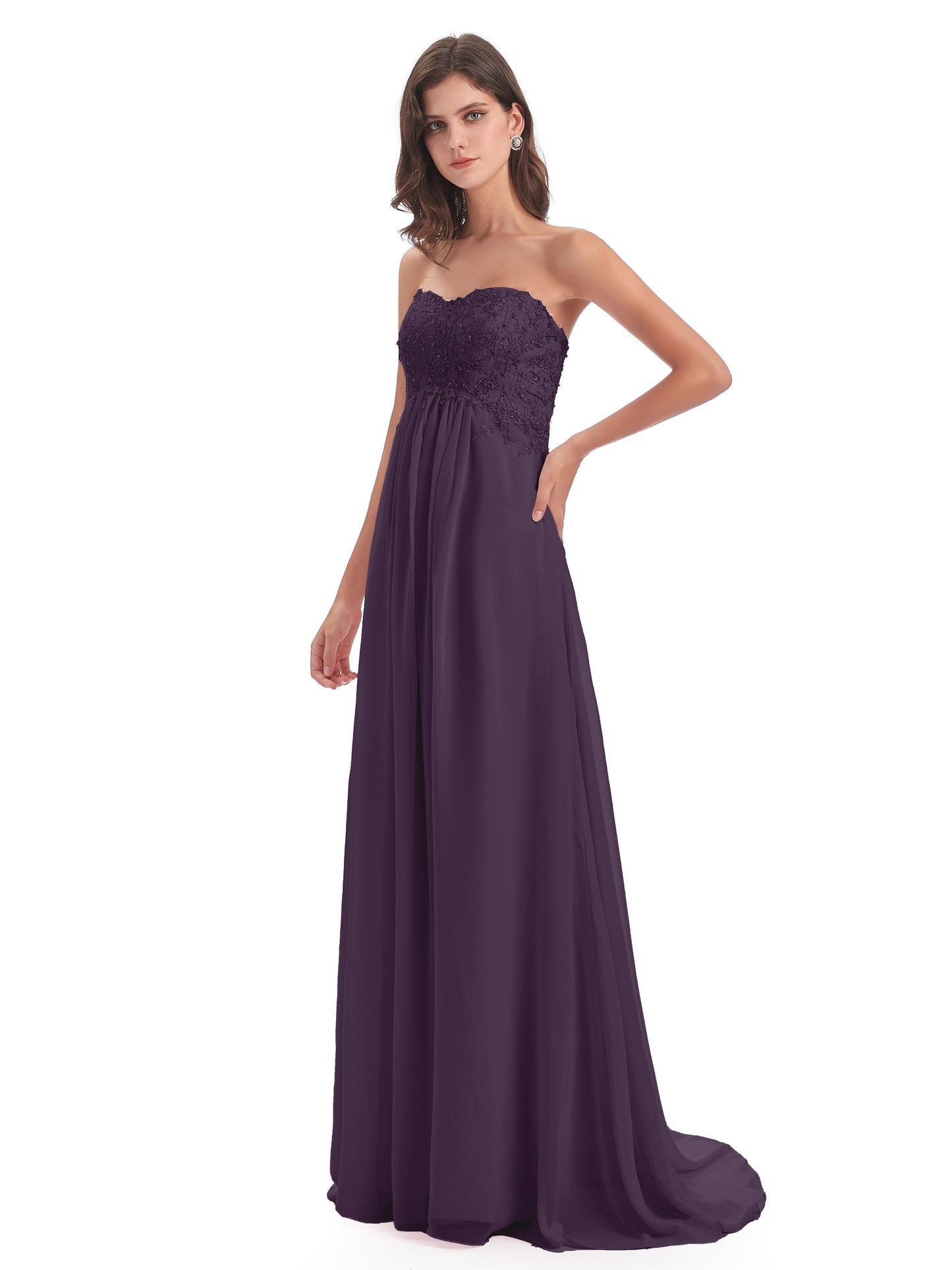 Halle Sweep-Brush Train Beading Sweetheart Bridesmaid Dresses