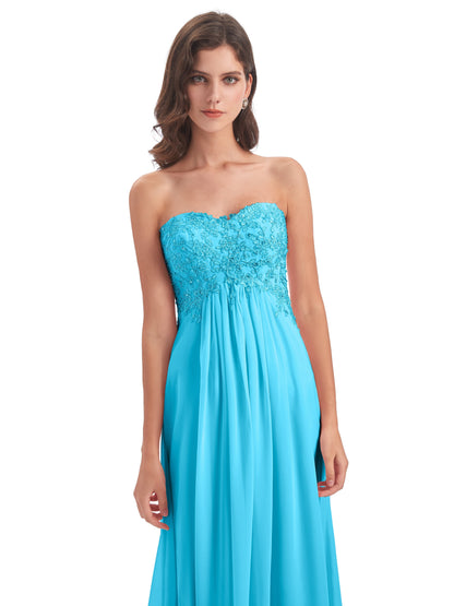 Halle Sweep-Brush Train Beading Sweetheart Bridesmaid Dresses
