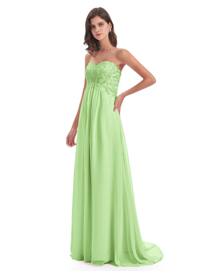 Halle Sweep-Brush Train Beading Sweetheart Bridesmaid Dresses