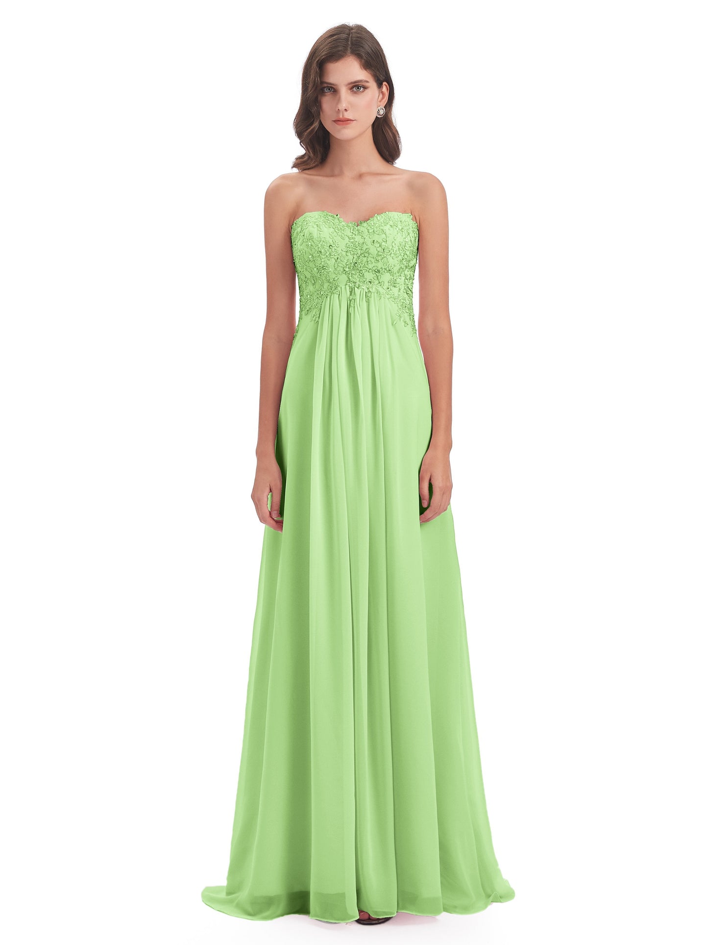 Halle Sweep-Brush Train Beading Sweetheart Bridesmaid Dresses