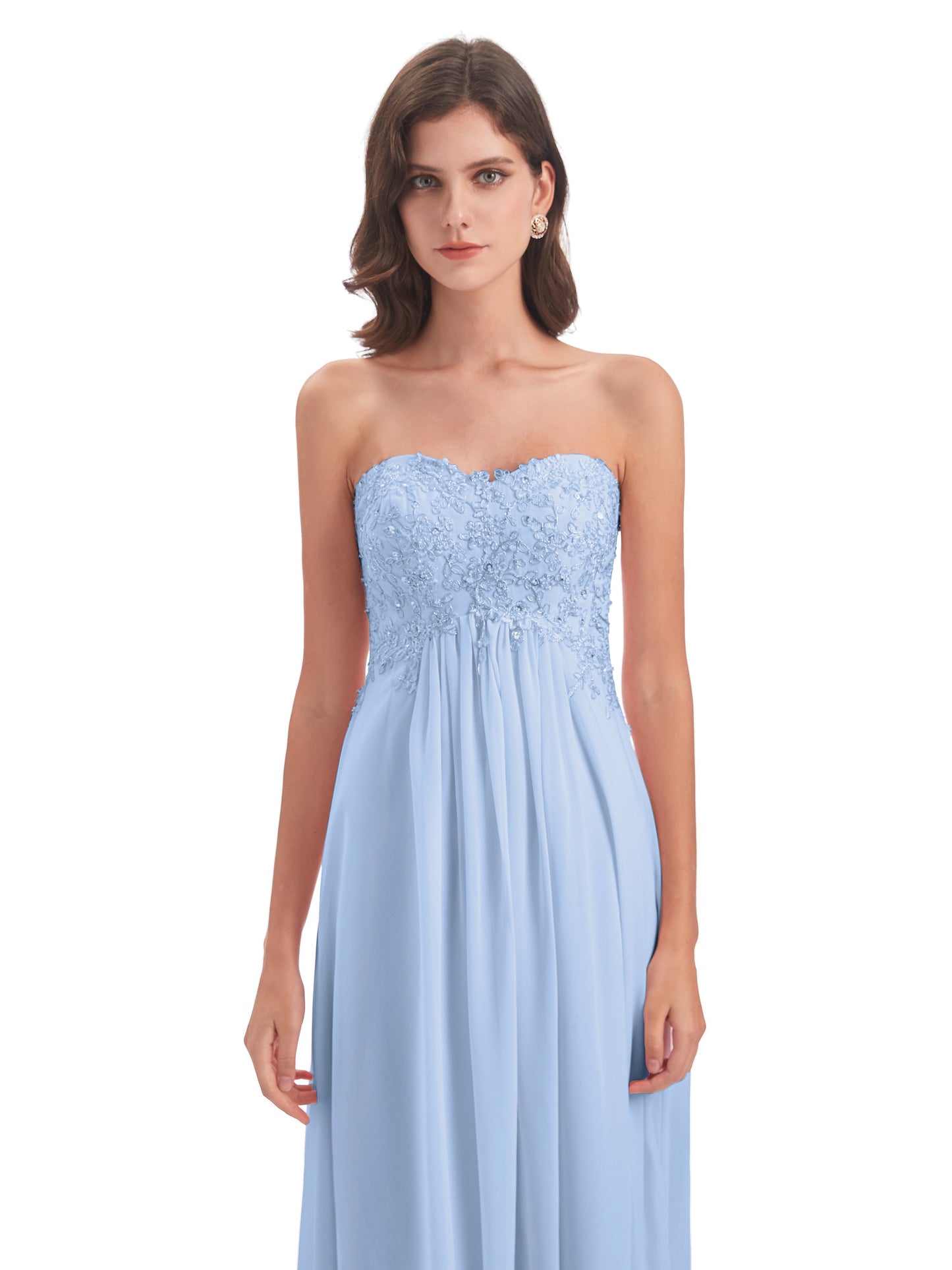 Halle Sweep-Brush Train Beading Sweetheart Bridesmaid Dresses