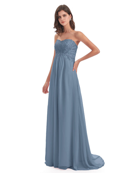 Halle Sweep-Brush Train Beading Sweetheart Bridesmaid Dresses