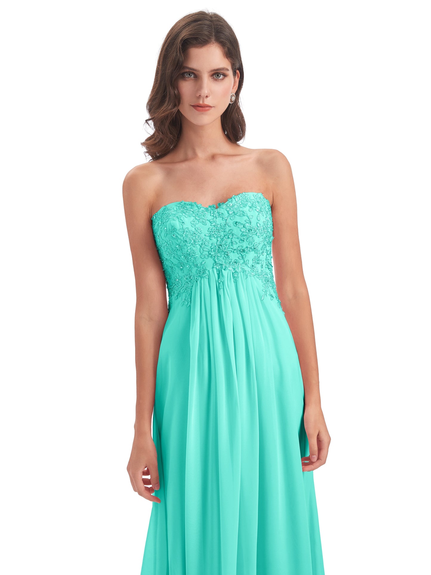 Halle Sweep-Brush Train Beading Sweetheart Bridesmaid Dresses
