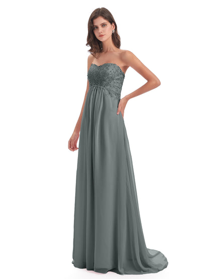 Halle Sweep-Brush Train Beading Sweetheart Bridesmaid Dresses