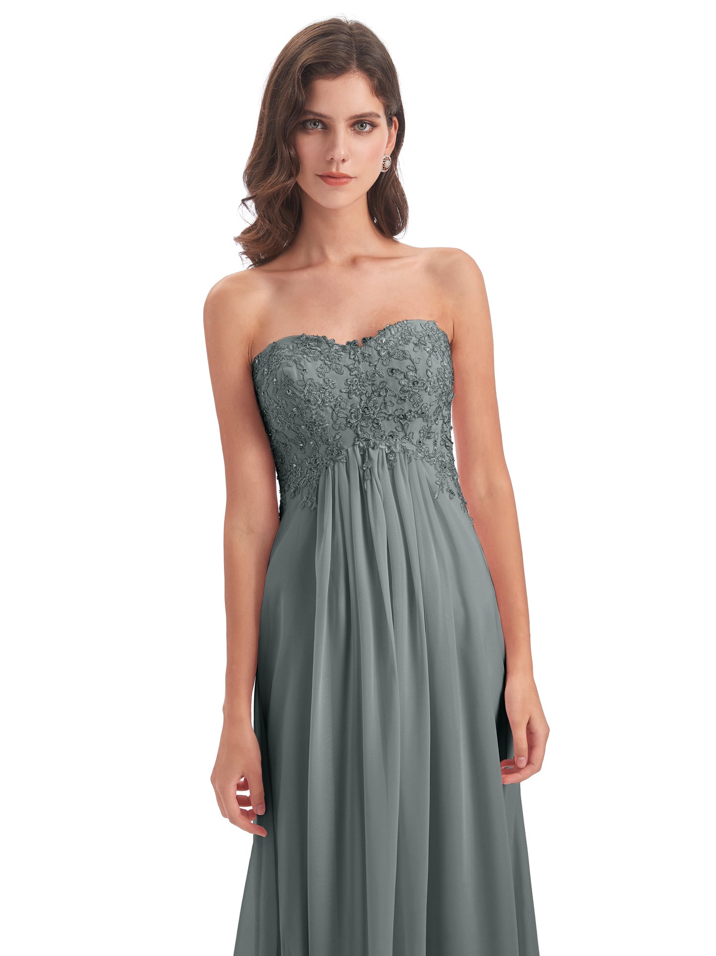 Halle Sweep-Brush Train Beading Sweetheart Bridesmaid Dresses