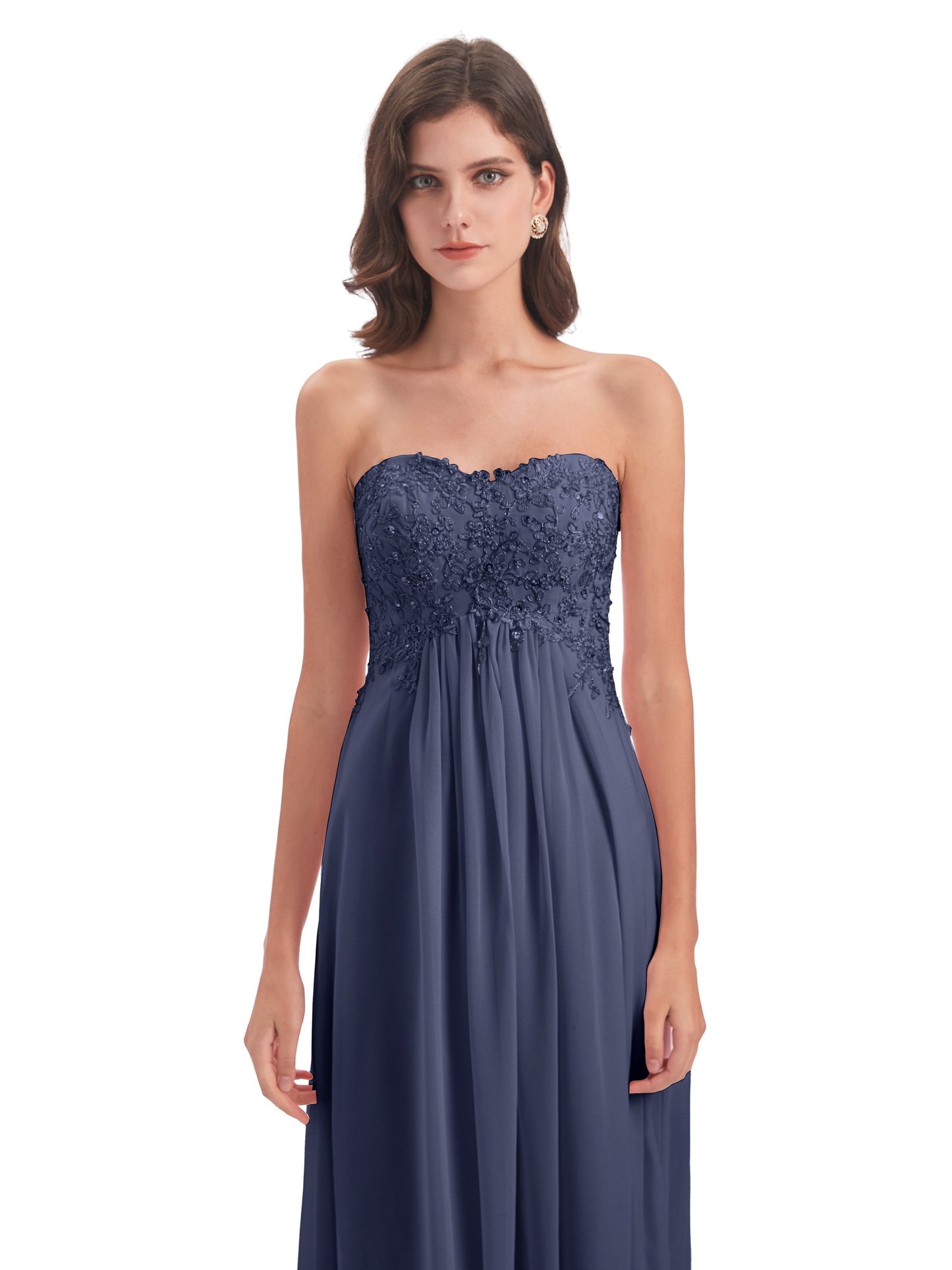 Halle Sweep-Brush Train Beading Sweetheart Bridesmaid Dresses