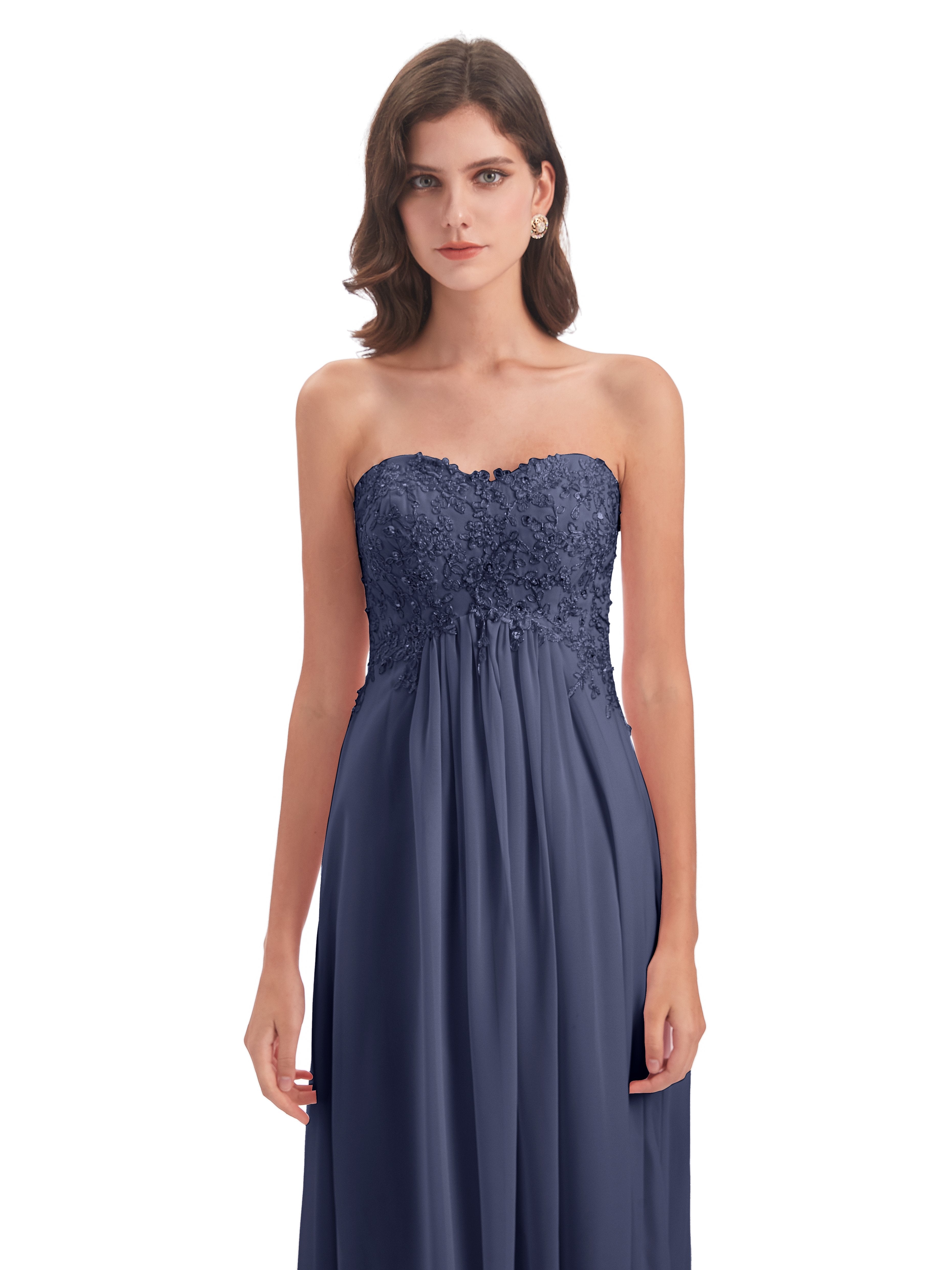 Halle Sweep-Brush Train Beading Sweetheart Bridesmaid Dresses
