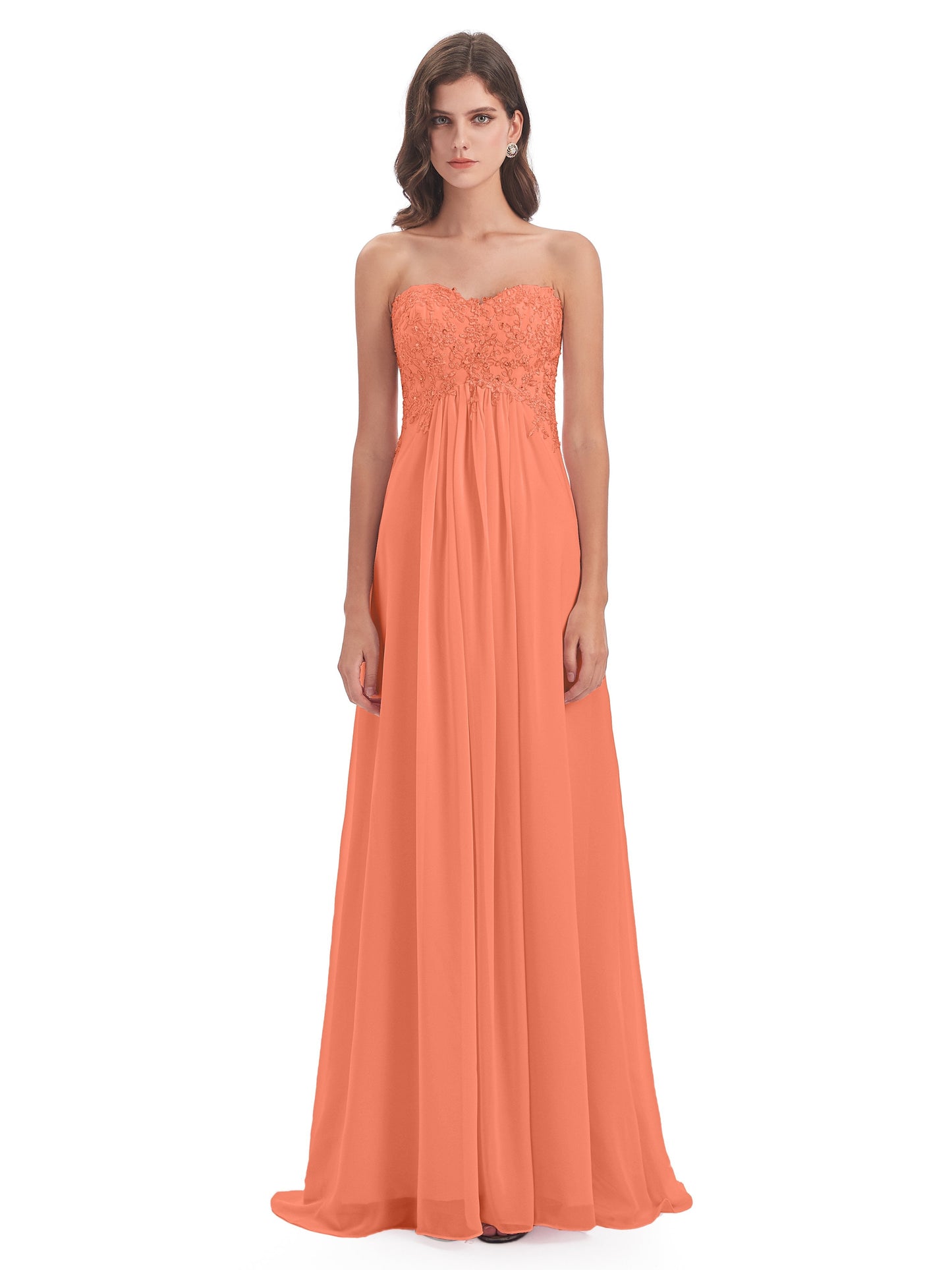 Halle Sweep-Brush Train Beading Sweetheart Bridesmaid Dresses