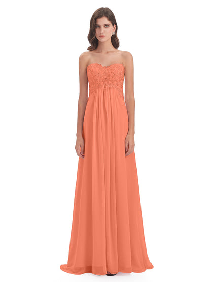 Halle Sweep-Brush Train Beading Sweetheart Bridesmaid Dresses