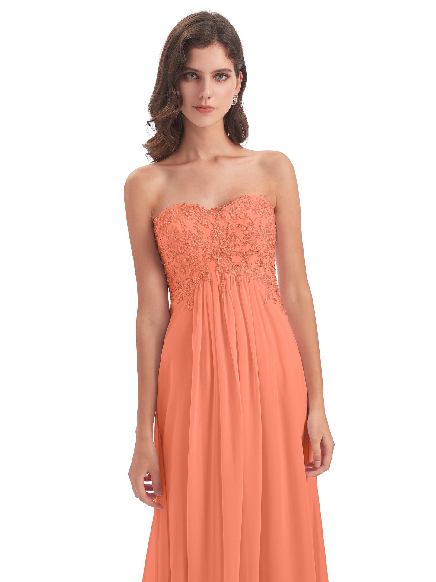 Halle Sweep-Brush Train Beading Sweetheart Bridesmaid Dresses