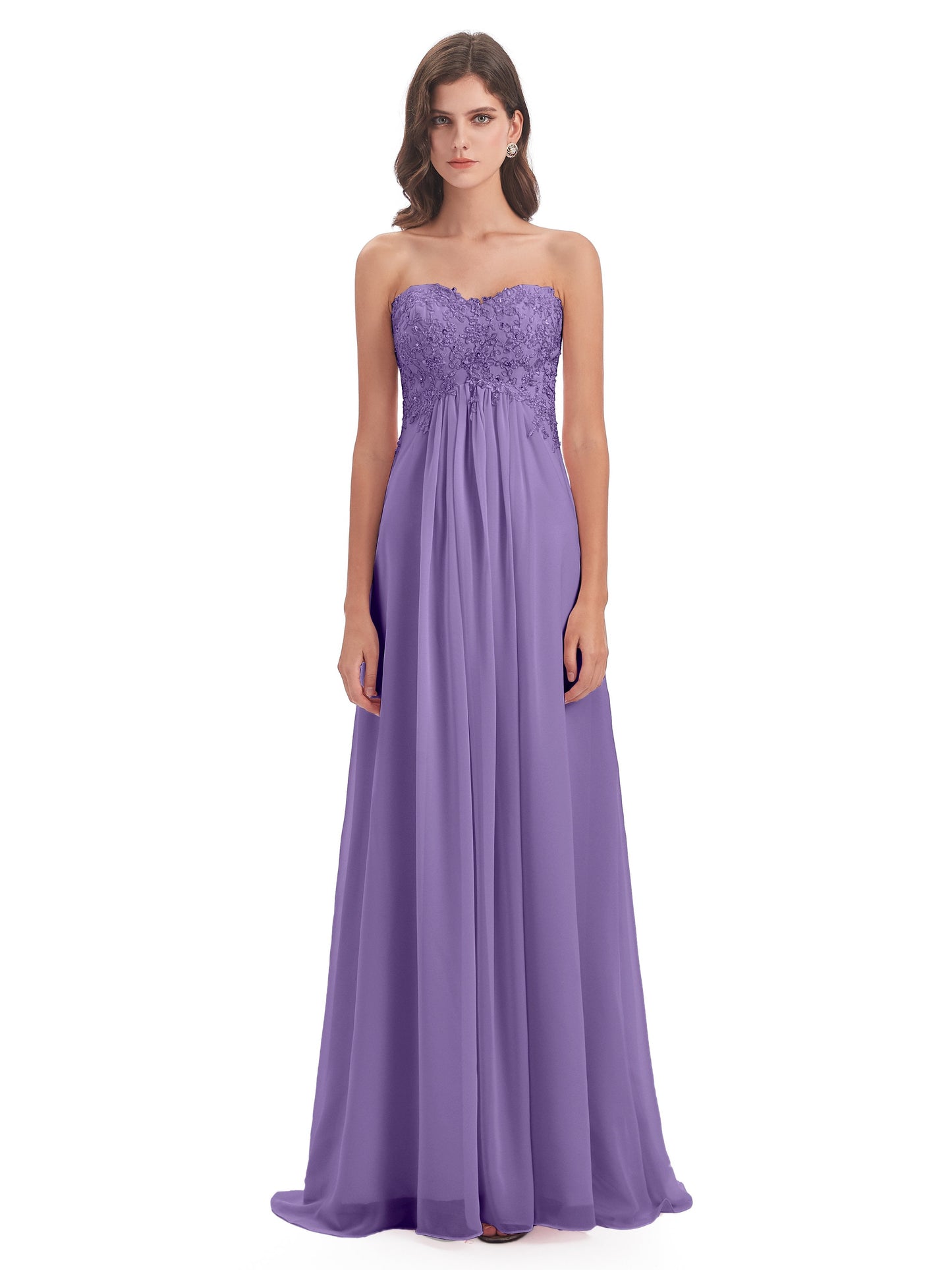 Halle Sweep-Brush Train Beading Sweetheart Bridesmaid Dresses