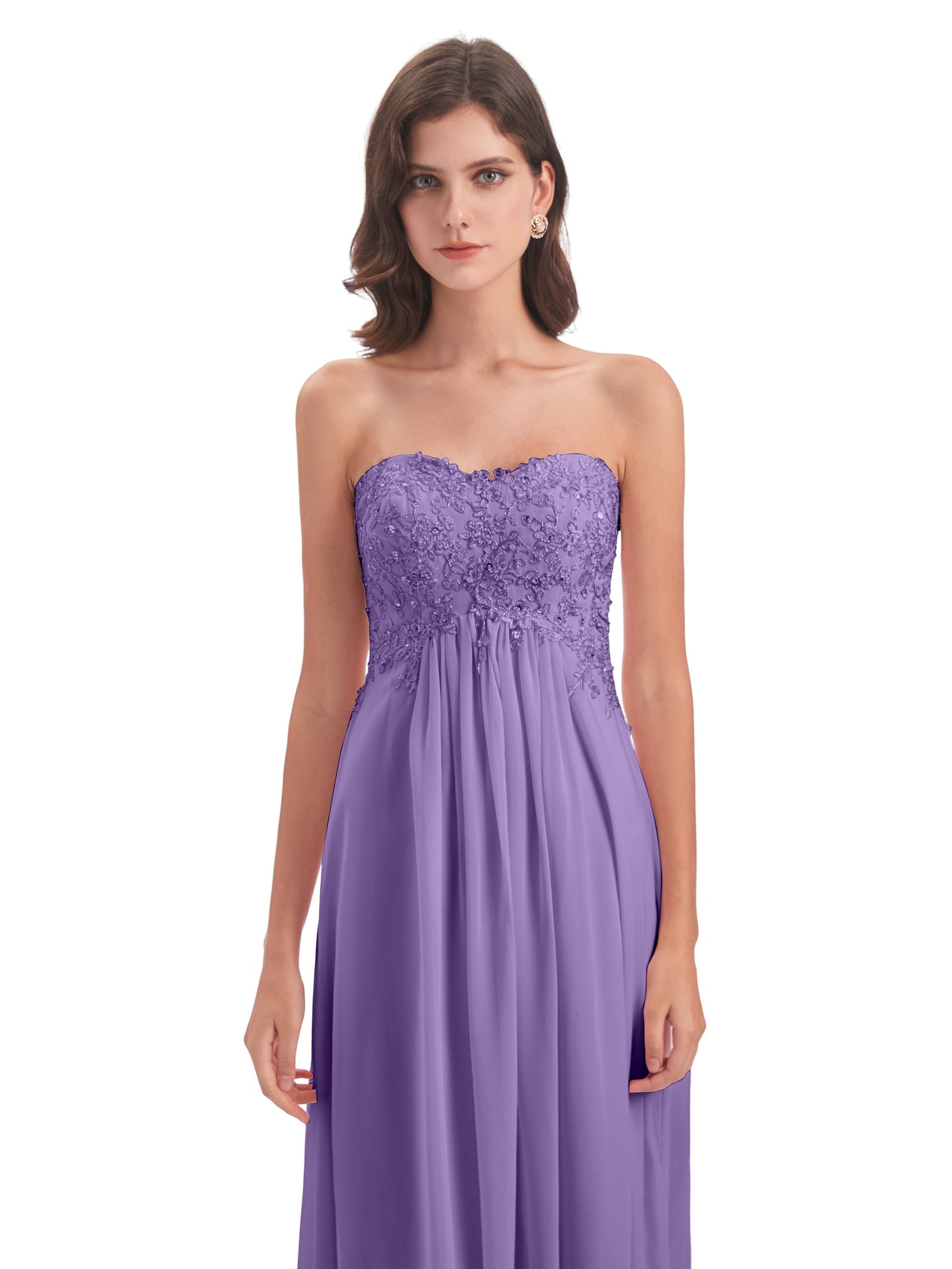 Halle Sweep-Brush Train Beading Sweetheart Bridesmaid Dresses
