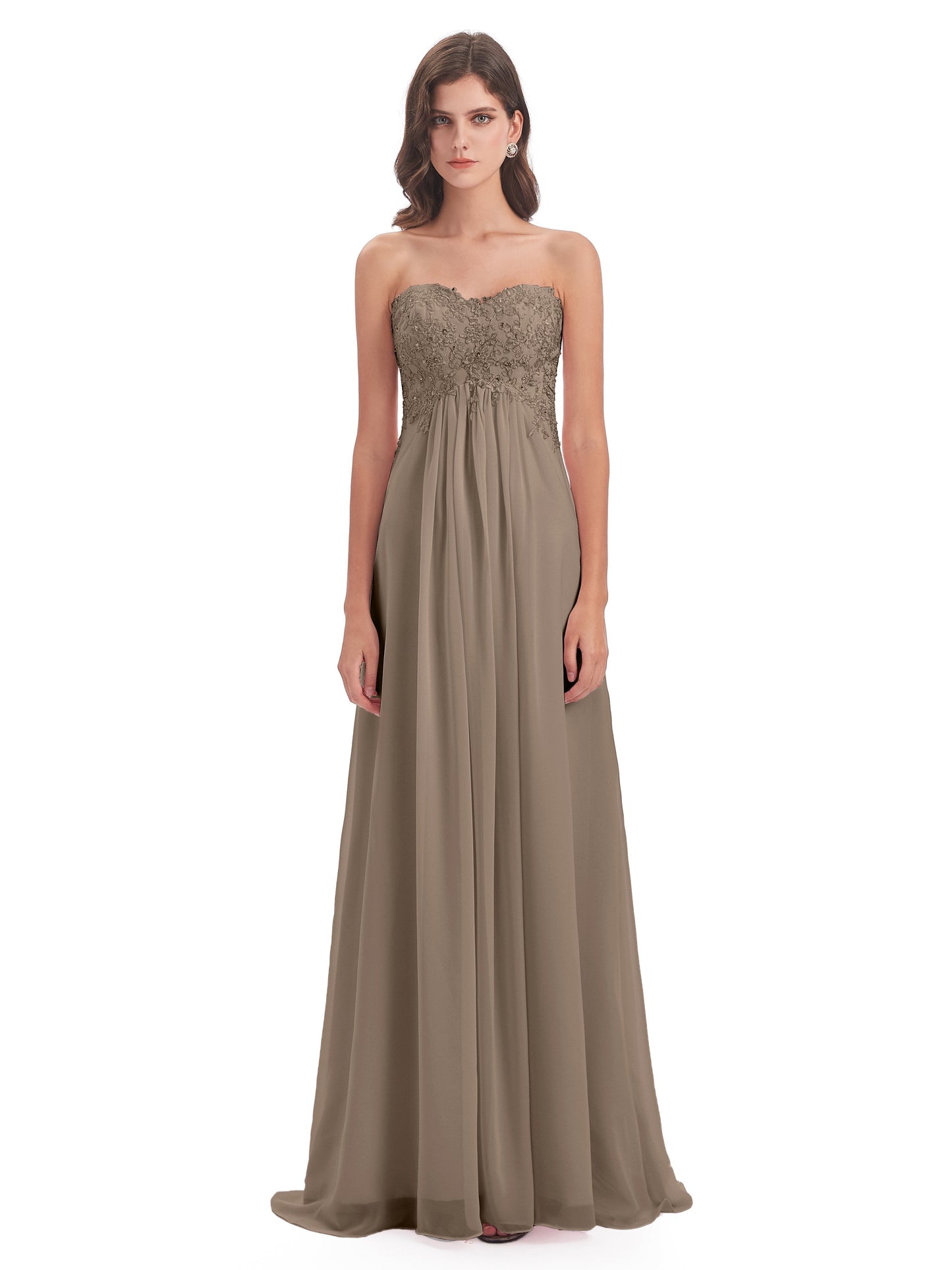 Halle Sweep-Brush Train Beading Sweetheart Bridesmaid Dresses