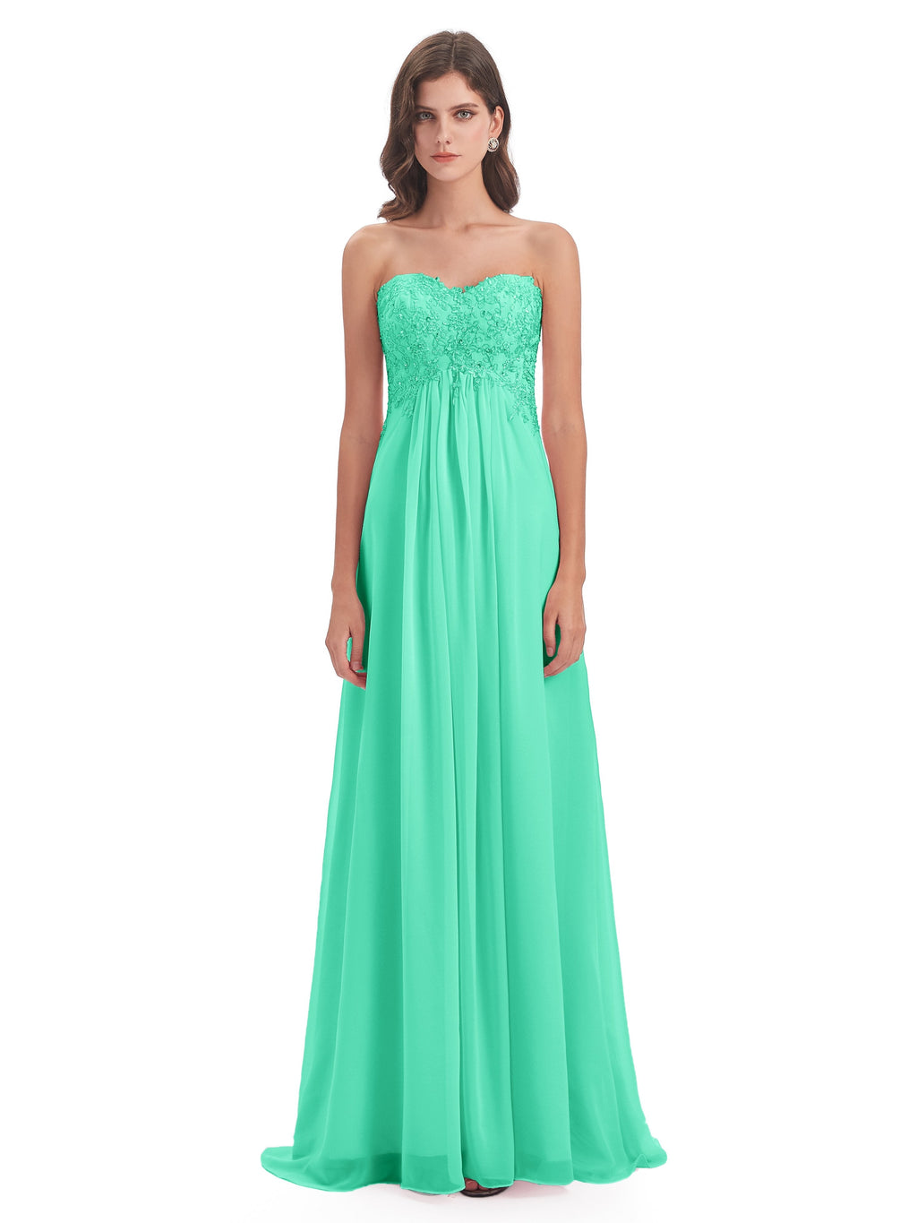 Halle Sweep-Brush Train Beading Sweetheart Bridesmaid Dresses