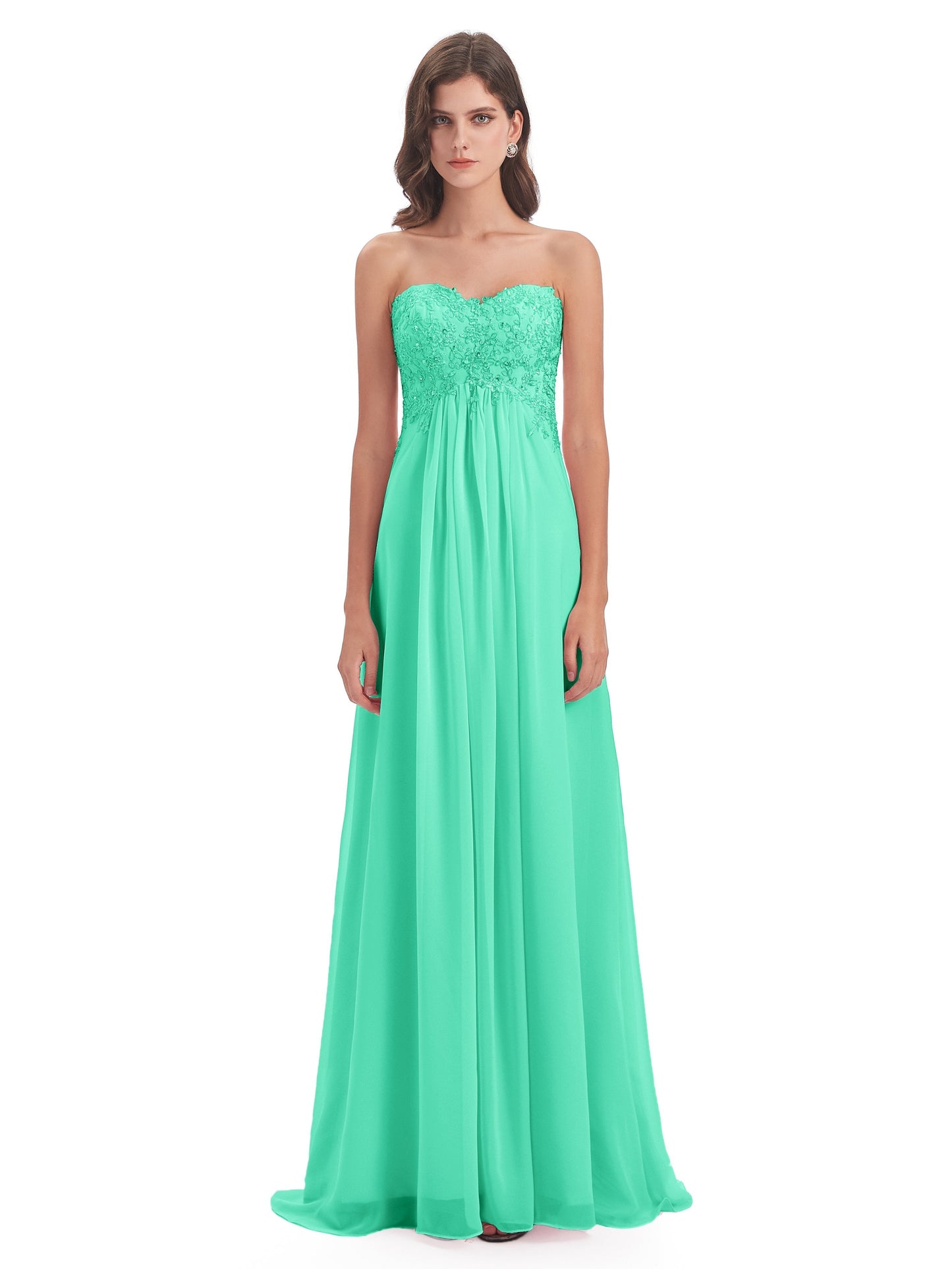Halle Sweep-Brush Train Beading Sweetheart Bridesmaid Dresses