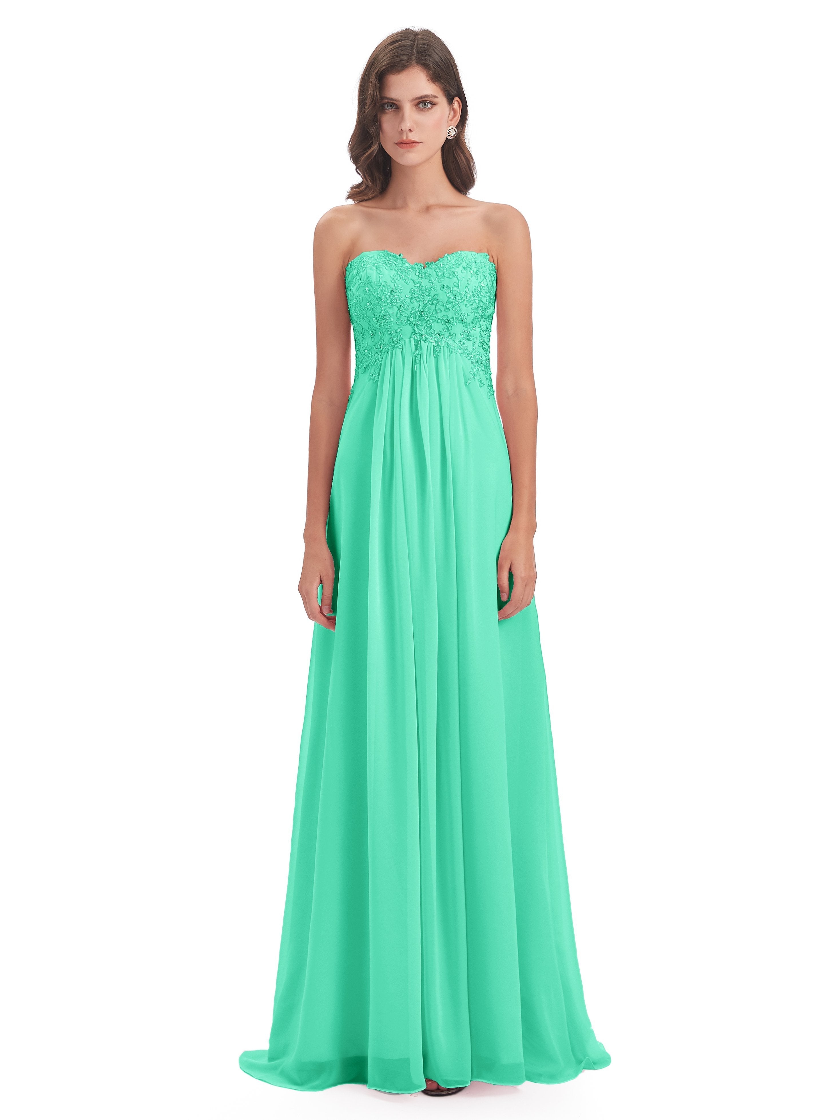 Halle Sweep-Brush Train Beading Sweetheart Bridesmaid Dresses