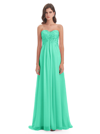Halle Sweep-Brush Train Beading Sweetheart Bridesmaid Dresses